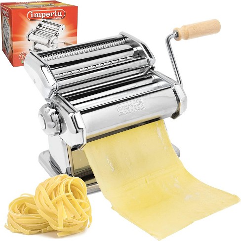 Cucina Pro Imperia Pasta Maker Machine - Heavy Duty Steel Construction W  Easy Lock Dial And Wood Grip Handle- Model 150 Made In Italy : Target
