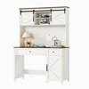 GDFStudio Lorion 47.24" Farmhouse Wooden Executive Desk with Charging Station, Drawers and Storage Cabinets - 4 of 4