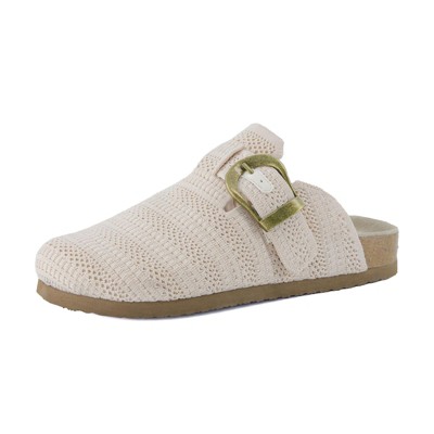 CUSHIONAIRE Dumbo Women's Buckle Clog With Cushioned Footbed and Textured Knit Upper