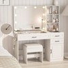Vanity Desk Set with Lights and Mirror, Glass Top Vanity Table with 3 Lighting Modes - 4 of 4
