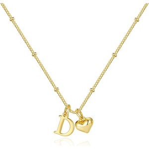 Heart Initial Necklace for Women & Girls, 14K Gold Plated Letter Pendant Birthday Gift - 1 of 4
