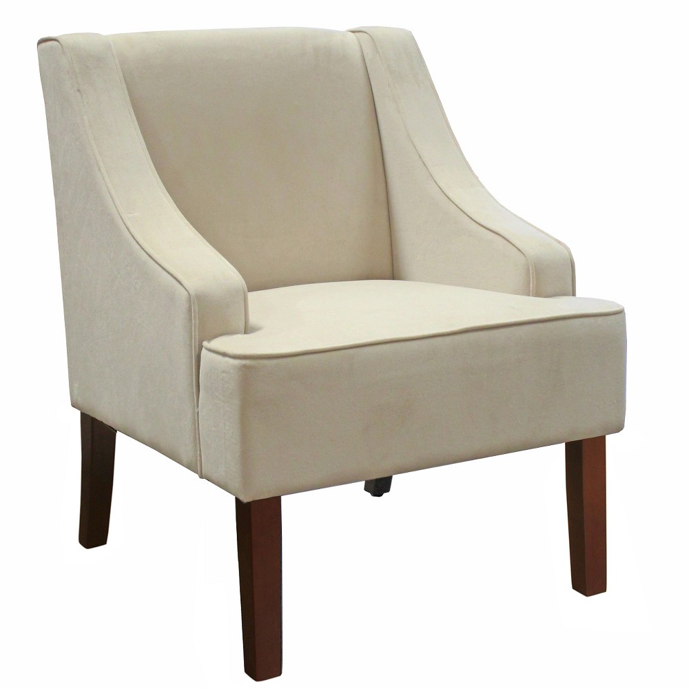 Photos - Chair Velvet Swoop Armchair Eggshell - HomePop