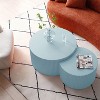 Nesting Coffee Table Set of 2,Creative Moon Round Wood Coffee Table,Handcrafted Side Tables Accent Luxury End Table for Apartment-Cuddlewood - 2 of 4