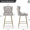 Black Bar Stools Set of 2 Velvet Counter Height Bar Stools with Metal Legs Button Tufted and Nailheads Trim Wing-Back Bar Chairs - 4 of 4