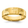 Chisel Stainless Steel Brushed and Polished Yellow IP-plated Diamond-cut Cross 8mm Tapered Band Ring - 2 of 4