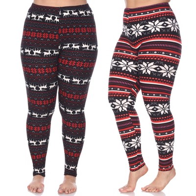 Women's Pack of 2 Plus Size Leggings - One Size Fits Most Plus - White Mark