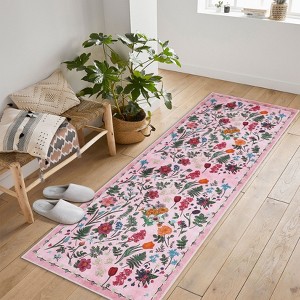 Botanical Floral Washable Area Rugs Large Rugs for Living Room Non-Slip Soft Modern Rugs Accent Floor Carpet - 1 of 4