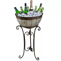 Vintiquewise Galvanized Metal Beverage Cooler Tub with Stand