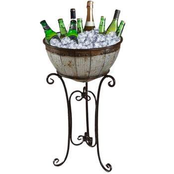 Vintiquewise Galvanized Metal Beverage Cooler Tub with Stand