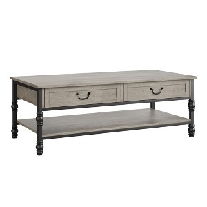 41" Coffee Table with 2 Storage Drawers, Rustic Coffee Tables w/Storage Shelf and Metal Legs, - 1 of 4