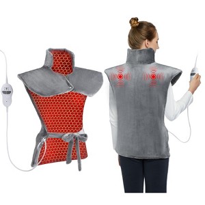 24"x35" Large Heating Pad with Massagers, Electric Heated Pad for Neck, Back & Shoulders, 2 Heat Levels, 4 Massage Modes & 2H Auto Shut-Off - 1 of 4