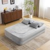 Wooakway 80" Beige Upholstered Convertible Sofa with Armrest Plush Sleeper Sofa with 4 Pillows - 4 of 4