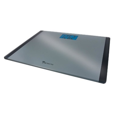 Wide Platform Glass Bathroom Scale Silver - Detecto: Digital, 400 lb Capacity, Auto Shut-Off, Backlit Display