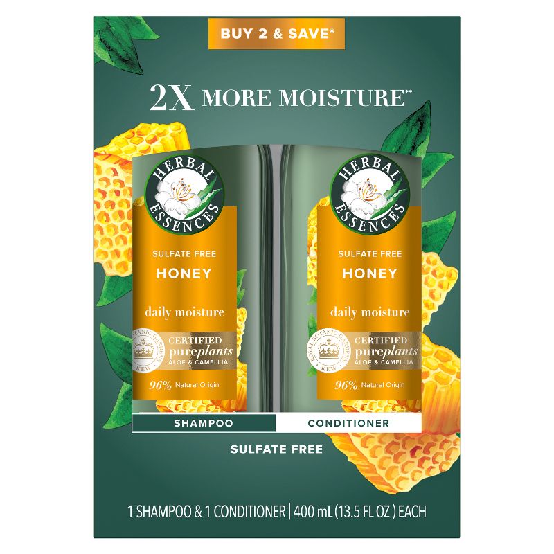 Herbal Essences Honey Daily Moisture Sulfate Free Shampoo and Conditioner - Dual Pack, 13.5 fl oz Each, 1 of 14