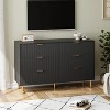 Modern 6 Drawer Dresser for Bedroom with Gold Handle, Wood Double Chest of Drawers and Storage Organizer for Living Room, Hallway, Entryway - 3 of 4