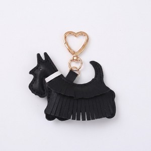 Alilang Black Scottish Terrier Dog Bag Charm with Heart Shaped