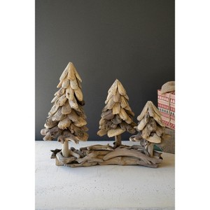 Driftwood Cedar Christmas Trees on Base – 20"H Handcrafted Natural Holiday Decor, Set of 3 by Kalalou - 1 of 3