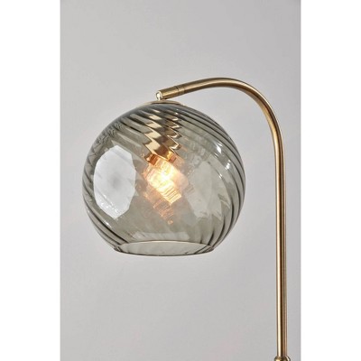 Camden Antique Brass Floor Lamp with Smoked Glass Globe