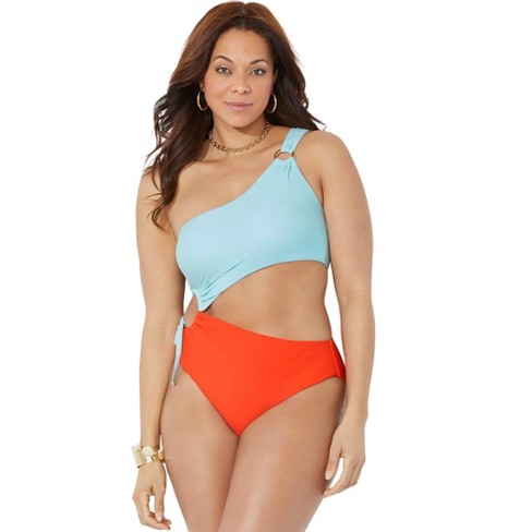 Swimsuits For All Women's Plus Size Cup Sized Chiffon Sleeve One Piece  Swimsuit 20 D/Dd Garden Dream 