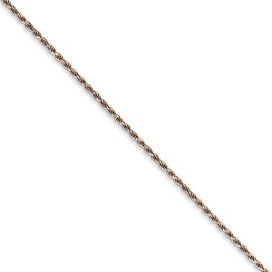 Black Bow Jewelry 1mm, 14k Rose Gold, Diamond Cut Solid Rope Chain Necklace - 1 of 4