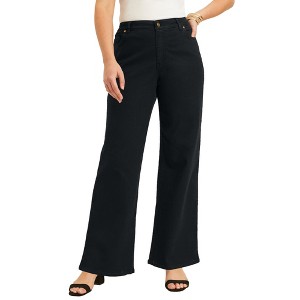 June + Vie by Roaman's Women's Plus Size June Fit Wide-Leg Jeans - 1 of 4