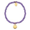 Chisel Stainless Steel Yellow IP-plated Heart 4mm Light Purple Jade Beaded Stretch Bracelet - 2 of 3