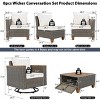 8-Piece Wicker Patio Conversation Set, 2 Rattan Swivel Rocking Chairs with Thick Cushions and Acacia Storage Table – Cuddlewood - 4 of 4