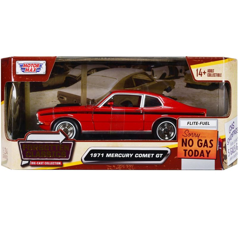 1971 Mercury Comet GT Red with Black Stripes "Forgotten Classics" Series 1/24 Diecast Model Car by Motormax, 1 of 4
