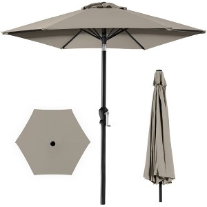 Best Choice Products 10ft Outdoor Steel Market Patio Umbrella w/ Crank, Tilt Push Button, 6 Ribs - Beige - 1 of 4