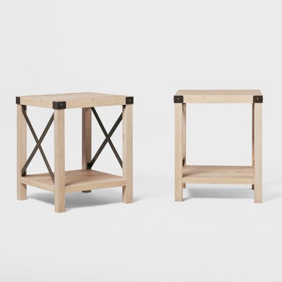 Set of 2 Sophie Rustic Farmhouse X Frame Side Tables - Saracina Home