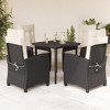 vidaXL - 5 Piece Patio Dining Set with Cushions/Reclining Chairs & Glass Tabletop/Black Poly Rattan Garden Furniture - 2 of 4