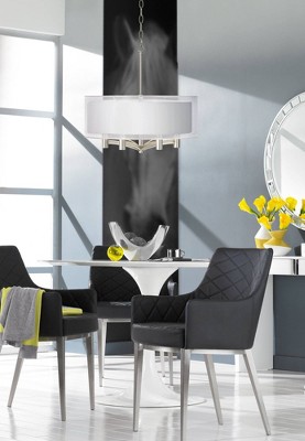 Brushed Nickel Double Drum Shade Pendant Chandelier