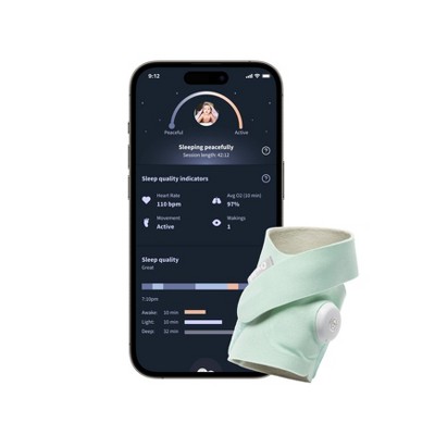 Owlet Dream Sock - Smart Baby Monitor with Heart Rate and Average Oxygen O2 as Sleep Quality Indicator - Mint