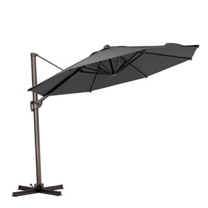 Pellebant 10ft Round Patio Offset Cantilever Umbrella Outdoor Hanging Umbrella with Cross Base - 1 of 4