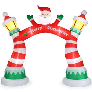 NAYSAYE Christmas Inflatable Holiday Decorations 8.9FT Archway with Santa for Yard and Party Display, Multicolor, 122"*39.4"*106.3" - 1 of 4