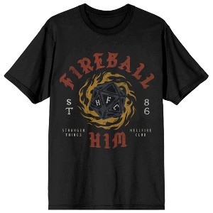 Stranger Things Fireball Him Adult Black Crew Neck Short Sleeve T-shirt - 1 of 4