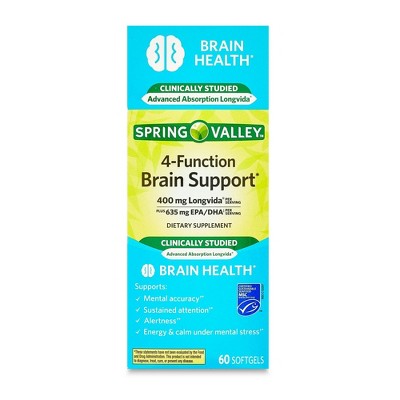 Spring Valley 4-Function Brain Support Dietary Supplement, 60 Softgels