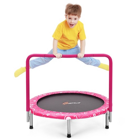 Serenelife 36 Inch Adults Kids Indoor Home Gym Outdoor Sports Exercise  Fitness Trampoline With Handlebar And Padded Frame Cover : Target