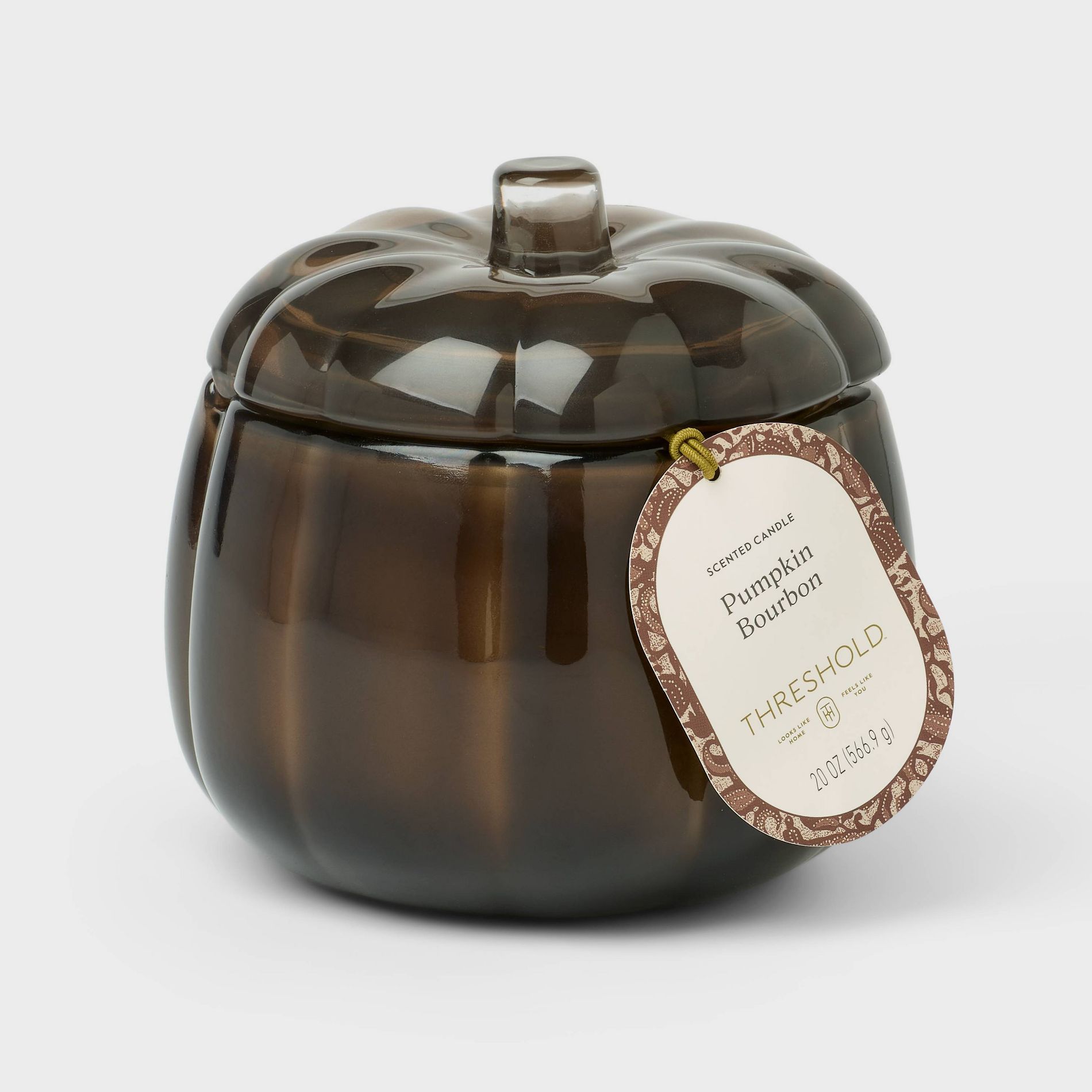 2 Wick Large Glass Fall Pumpkin Candle Pumpkin Bourbon Jar - Threshold™