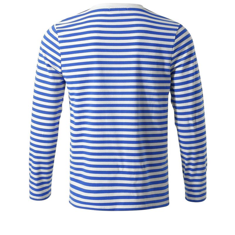 Lars Amadeus Men's Casual Striped Crew Neck Long Sleeve Pullover T-Shirt, 3 of 8