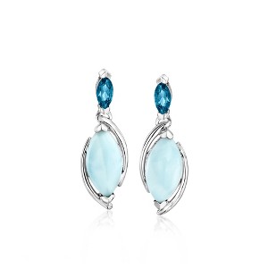 Ross-Simons Larimar and .40 ct. t.w. London Blue Topaz Drop Earrings in Sterling Silver - 1 of 4