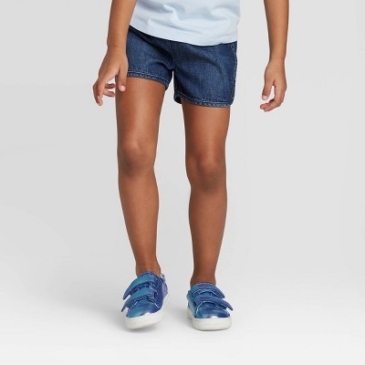 Image of Toddler Girls' Denim Woven Pull-On Shorts - Cat & Jack™ Dark Blue 12M