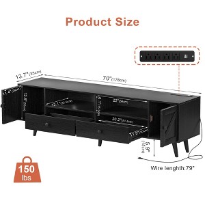 WOWLIVE 59"&70" LED Wood TV Stand with Power Outlets, Modern Entertainment Center for TVs - 1 of 4