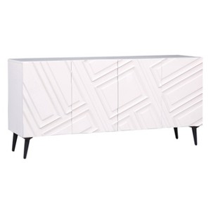Treasure Trove Accents 4 Door Credenza Ganawick White: Mango Wood, Divided Storage, 2 Shelves, Adult Assembly Required - 1 of 4