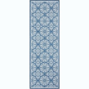 Washable Runner or Area Rug, Modern Floral Design, Low Pile, Non-Slip Rubber Back, Foldable for Hallway, Kitchen, Laundry - 1 of 4