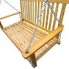 Vynxaria Front Porch Swing with Armrests, Wood Bench Swing with Hanging Chains,for Outdoor Patio ,Garden Yard, porch, backyard,  or sunroom,teak - 2 of 4