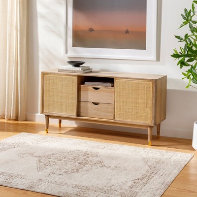 Kristeena 6'7" x 9' Rust and Beige Synthetic Area Rug
