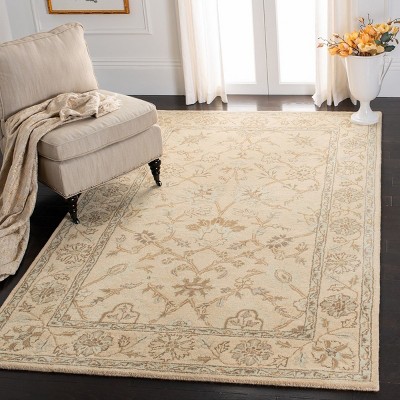 Ivory and Light Gold Hand-Tufted Wool Area Rug 4' x 6'