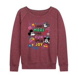 Women's - Disney - Mickey Mouse Lightweight French Terry Wide Neck Long Sleeve Shirt - 1 of 4