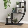 5 Tier Round Plant Stand - Metal Garden Plant Holder Half Moon Flower Shelf Rack With 4 Hanging Hooks - 4 of 4